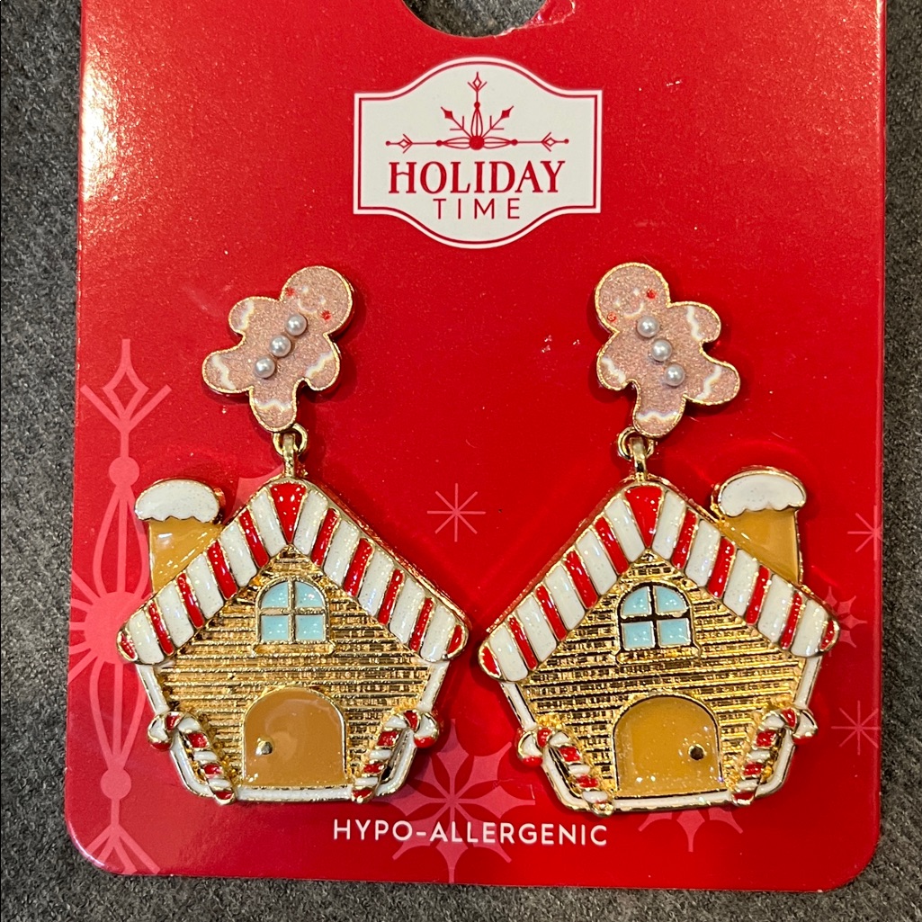 Bogo Holiday Gingerbread House Earrings-Nwt